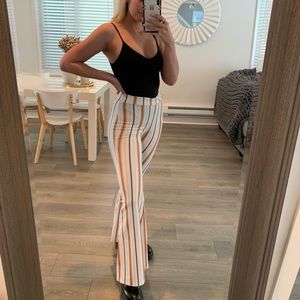 Nasty Gal Striped Bell Bottom Pants